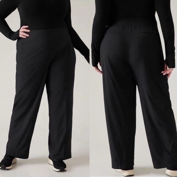 Athleta Pants - Athleta Brooklyn Heights High Rise Wide leg Trouser Pants plus size 16 black